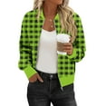 thumbnail image 1 of Perfectbot Women's Trendy Zip Up Bomber Jacket - Casual Plaid with Pockets Fall Winter Outerwear, 1 of 6