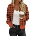 thumbnail image 1 of Perfectbot Women's Trendy Zip Up Bomber Jacket - Casual Plaid with Pockets Fall Winter Outerwear, 1 of 6