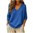 thumbnail image 1 of Perfectbot Women's V Neck Knit Sweater, Long Sleeve Loose Fit Fall & Spring Top with Ribbed Trim, 1 of 7