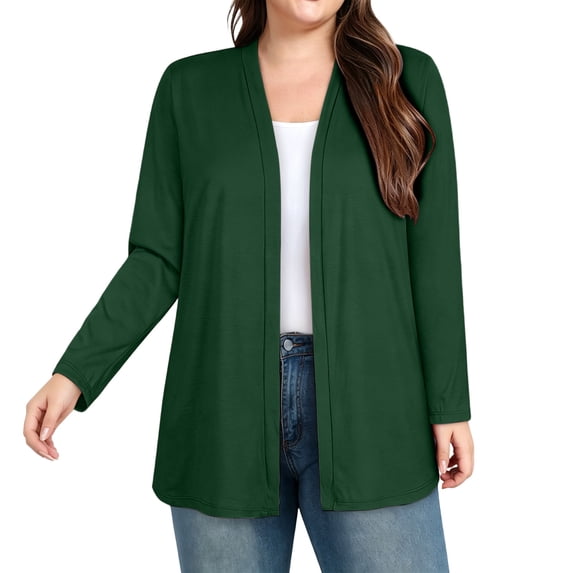 Perfectbot Women's V-Neck Open Front Cardigan Long Sleeve Loose Fit Casual Kit Cover Up for Spring Fall
