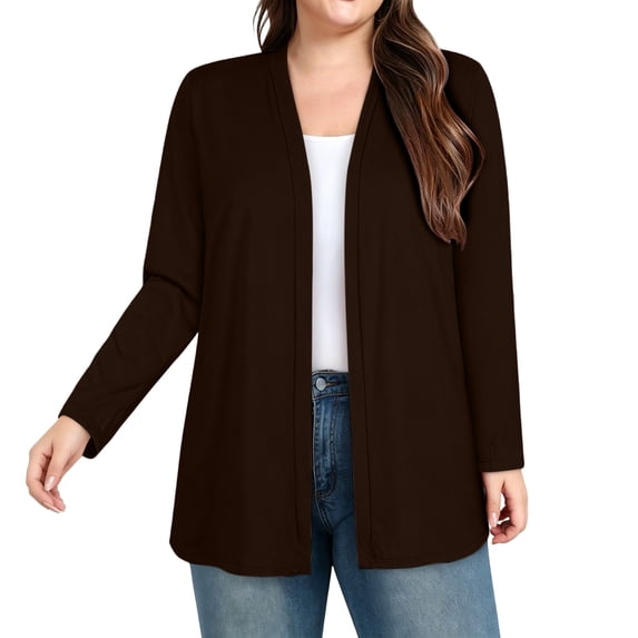 Perfectbot Women's V-Neck Open Front Cardigan Long Sleeve Loose Fit Casual Kit Cover Up for Spring Fall