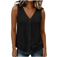 thumbnail image 1 of Perfectbot Women’s V-Neck Sleeveless Button-Down Tank Top – Lightweight Flowy Summer Blouse for Beach & Casual Wear, 1 of 6