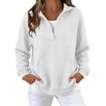 thumbnail image 1 of Perfectbot Women's V Neck Sweatshirt Oversized Pullover with Pockets Lapel Collar Casual Fall Top, 1 of 9