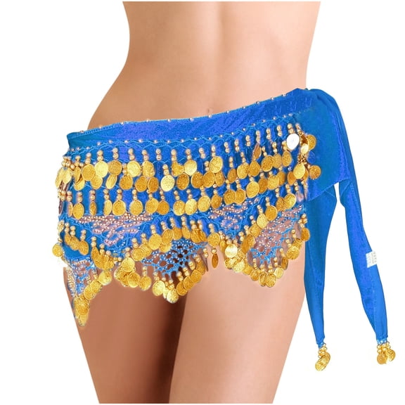 Perfectbot Women's Velvet Dance Wrap Skirt Hip Scarf Multi-Row Noisy Colorful Performance Mini Skirt