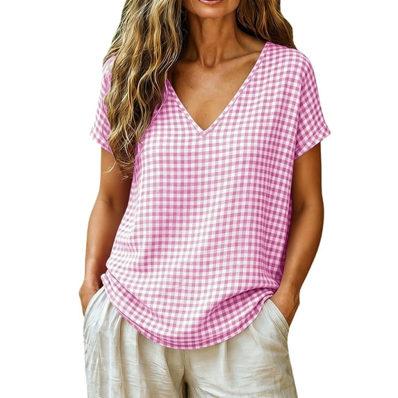 Perfectbot Women's Vertical Striped V-Neck T-Shirt Relaxed Fit Long Sleeve Tee Cotton Blend Comfy Top