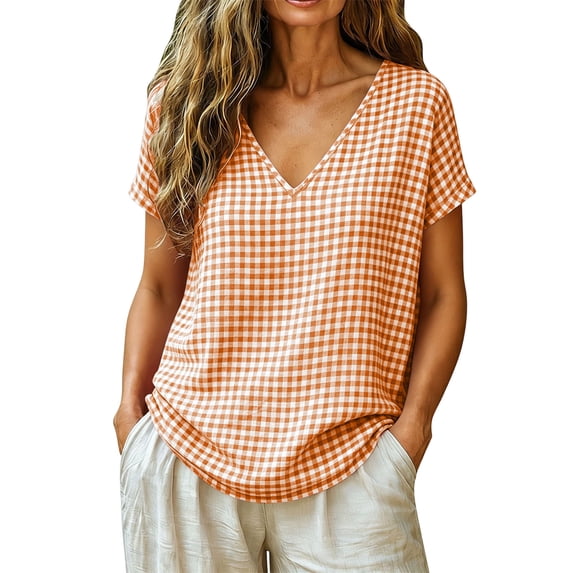 Perfectbot Women's Vertical Striped V-Neck T-Shirt Relaxed Fit Long Sleeve Tee Cotton Blend Comfy Top
