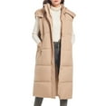 thumbnail image 1 of Perfectbot Women's Winter Long Puffer Vest - Quilted Hooded Sleeveless Outerwear with Snap Button & Full Zip, 1 of 8