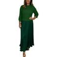 thumbnail image 1 of Perfectbot Womens Elegant Pleated Dresses, Maxi Length Long Sleeve Ribbed Knit Sweater Dress for Spring, 1 of 5
