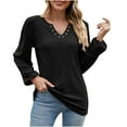 thumbnail image 1 of Perfectbot Womens Fall Tops Dressy Casual V Neck Eyelet Tunic Shirts Ruched Puff Sleeve Work Blouse, 1 of 6
