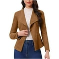 thumbnail image 1 of Perfectbot Womens Faux Suede Blazers Collared Slim Fit Comfort Jackets Fall Fashion Coat Spring Outerwear, 1 of 8