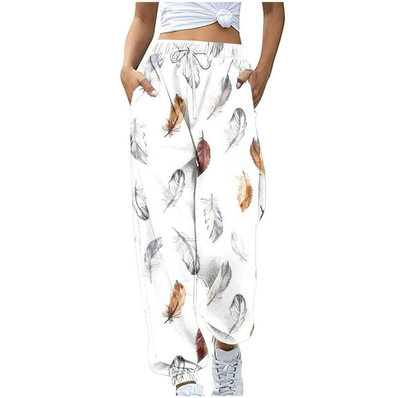 Perfectbot Womens Floral Printed Sweatpants High Rise Stretchy Waisted Joggers Fashion Sweat Pants