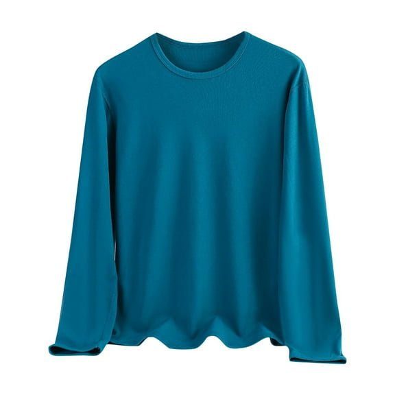 Perfectbot Womens Long Sleeve Shirts Crewneck Soft Pullover Tops Plain Layer Undershirts Blouse