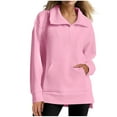 thumbnail image 1 of Perfectbot Womens Oversized Sweatshirts Ribbed Quarter Zip Casual Tops Comfy Fall Winter Clothes, 1 of 8