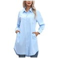 thumbnail image 1 of Perfectbot Womens Oversized T Shirts Button Down Collared Long Sleeve Tops Baggy Casual Fall Blouse, 1 of 8
