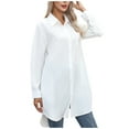 thumbnail image 1 of Perfectbot Womens Oversized T Shirts Button Down Collared Long Sleeve Tops Baggy Casual Fall Blouse, 1 of 8