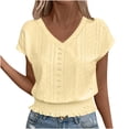 thumbnail image 1 of Perfectbot Womens Summer Tops V Neck Short Sleeve Eyelet Blouse Smocked Hem Summer Casual Shirt, 1 of 6
