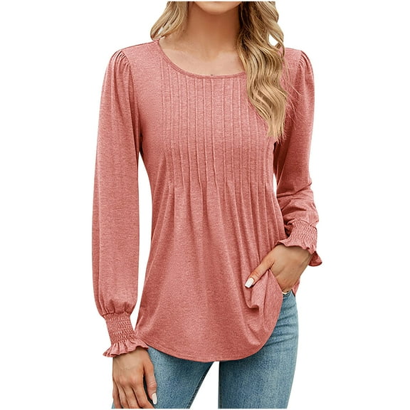Perfectbot Womens T Shirts 3/4 Sleeves Casual Round Neck Loose Fit Tops Solid Basic Tunic Blouse