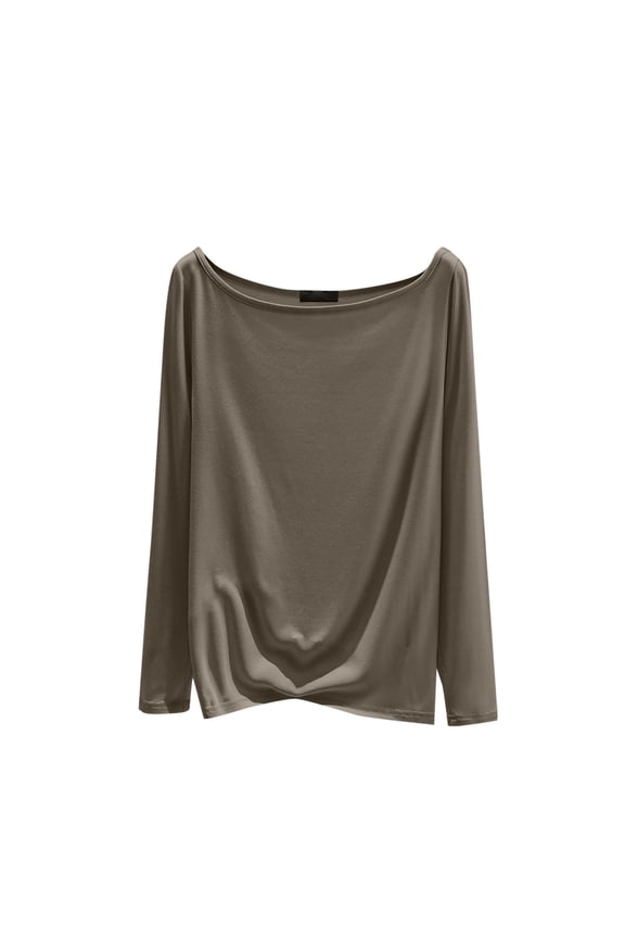 Womens T Shirts Boat Neck Long Sleeves Modal Tops Comfortable Loose Pullover Blouse