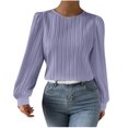 thumbnail image 1 of Perfectbot Womens Tops Casual Puff Long Sleeves Crewneck Shirts Textured Bussiness Going Out Outfits Blouse, 1 of 8