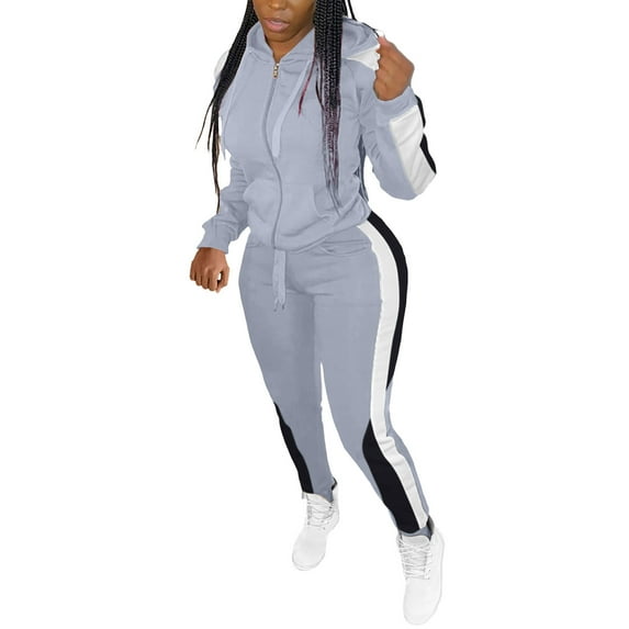 Perfectbot Womens Tracksuits 2 Piece Set Full Zip Hooded Coats Drawstring Joggers Fall Winter Activewear