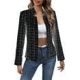 thumbnail image 1 of Perfectbot Womens Tweed Blazers Open Front Dressy Casual Coat Plaid Jacket Work Office Fall Spring Outerwear, 1 of 8