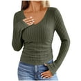 thumbnail image 1 of Perfectbot Womens V Neck Ribbed Knit Sweaters Slim Fit Soft Comfy Fall Tops Pullover Winter Warm Base Layer Shirt, 1 of 7