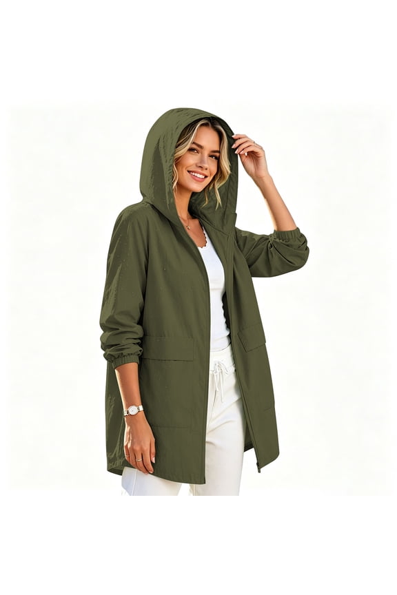 Womens Waterproof Windbreaker Jacket Softcell Lightweight for Hiking Camping