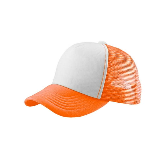 Perfectly Crowned Adjustable Snapback Trucker Mesh Cap, Neon Orange