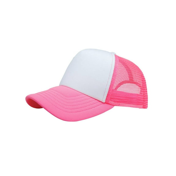 Perfectly Crowned Adjustable Snapback Trucker Mesh Cap, Neon Pink