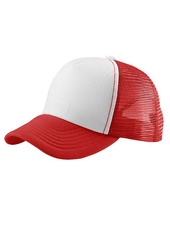 Perfectly Crowned Adjustable Snapback Trucker Mesh Cap, Red White