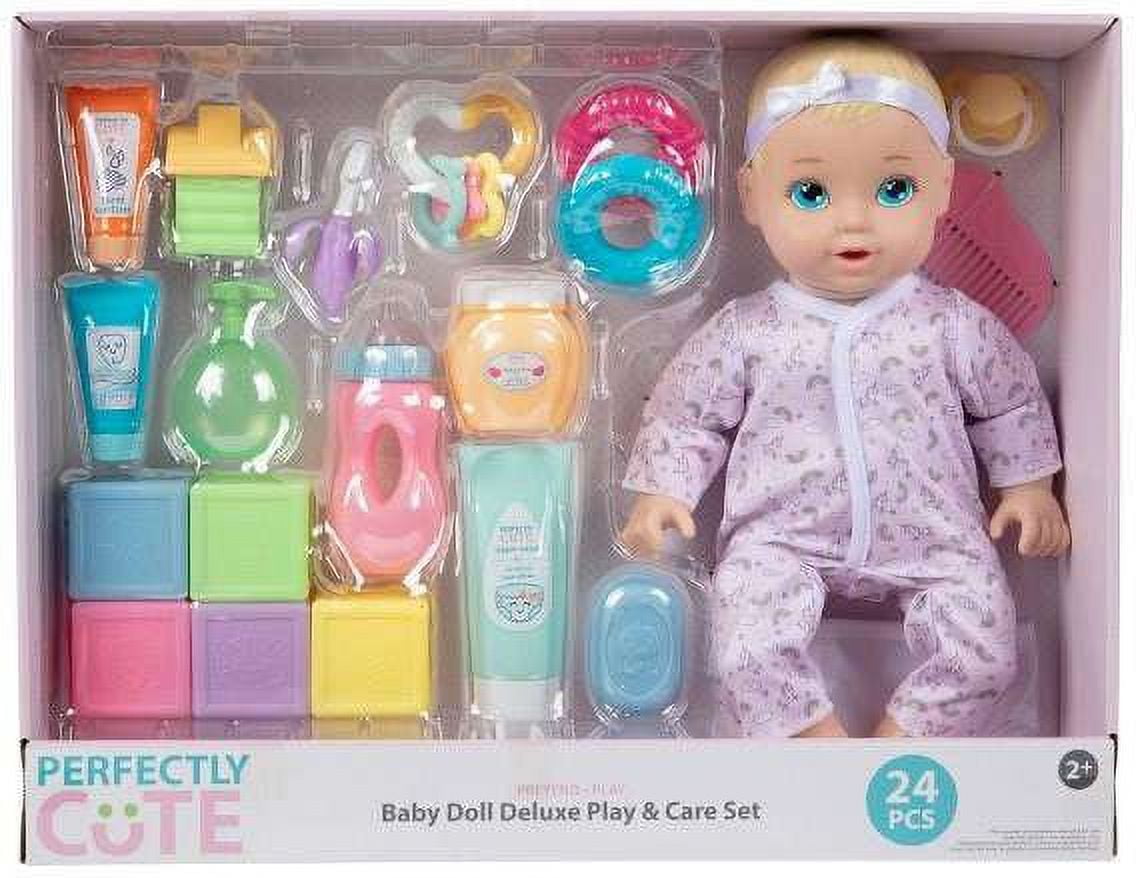 Perfectly Cute Baby Doll Deluxe Play Care Set, Blonde Hair, 24