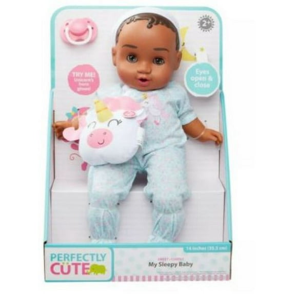 Perfectly Cute My Sleepy Baby Girl Doll Dark Brown Hair 14 inches