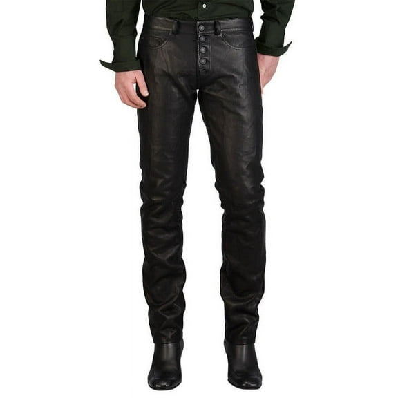 Perfectly Designed Black Color 100% Lambskin Leather Motorcycle Atheletic Pant For Men Size -28