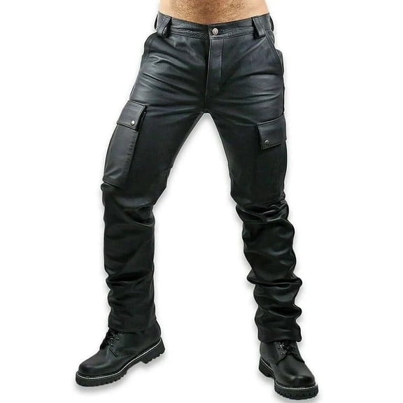 Perfectly Designed Black Color 100% Lambskin Leather Motorcycle Atheletic Pant For Men Size -34