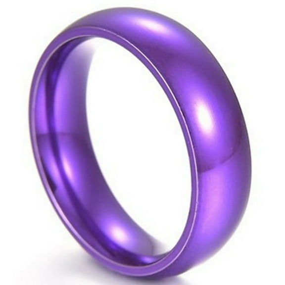 Perfectly Purple Ring Mens Womens Stainless Steel Majestic Wedding Band 6mm Fantasy Forge Jewelry