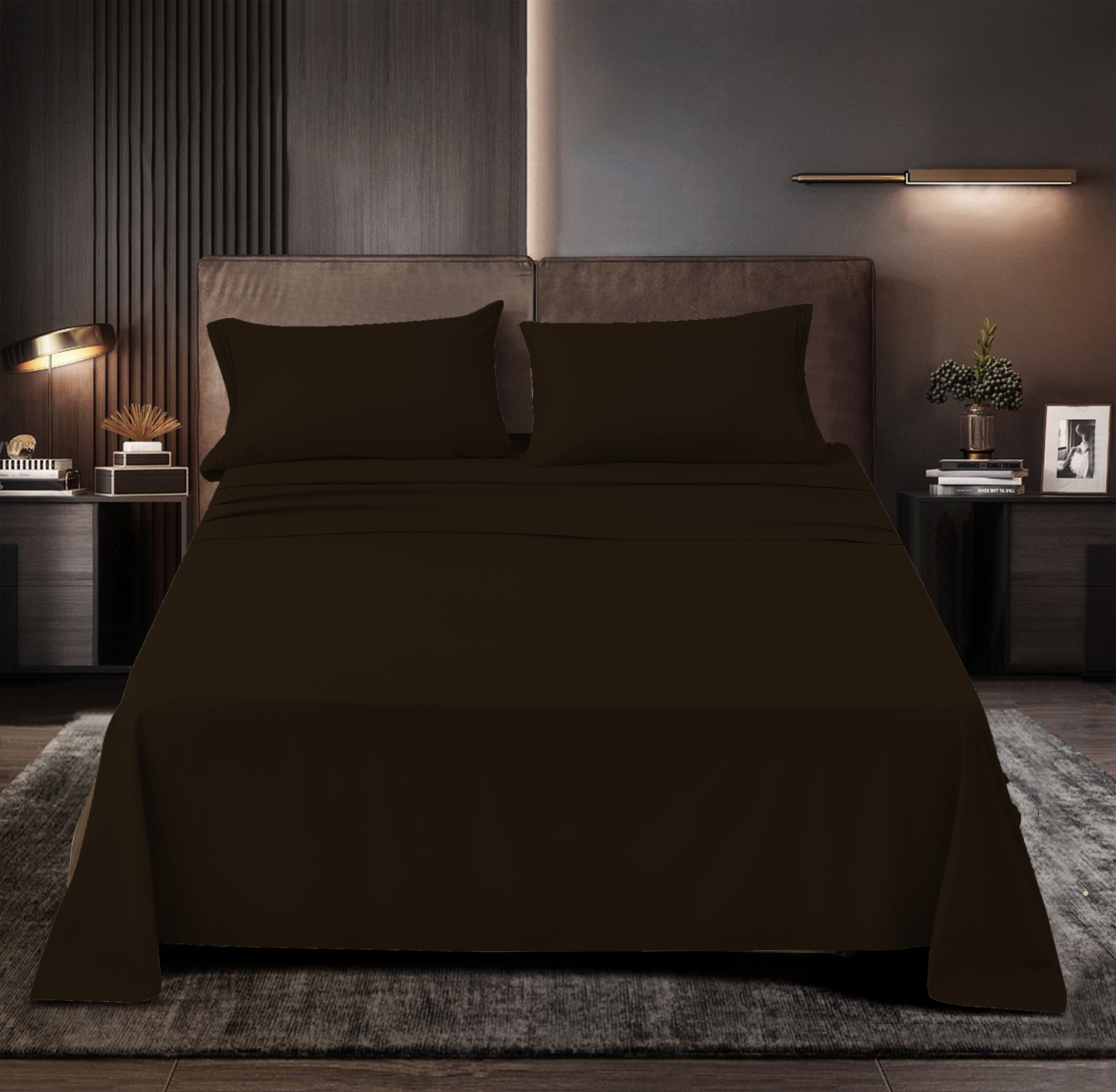 Perfectly Series Rayon Made from Bamboo Sheet Set - Wrinkle Free -Softer than Cotton- Deep Pockets - 3 Piece - 1 Fitted Sheet, 1 Flat, 1 Pillowcases Twin XL, Dark Br.