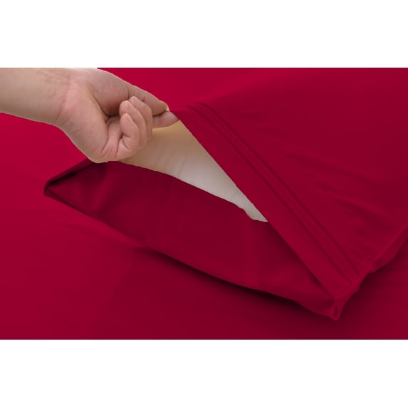 Perfectly Series Rayon Made from Bamboo Sheet Set - Wrinkle Free -Softer than Cotton- Deep Pockets - 5 Piece - 2 Fitted Sheet, 1 Flat, 2 Pillowcases Split King, Red