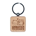 thumbnail image 1 of Perfectly Tolerable Cats Funny Valentine's Day Square Keychain Charm Tag - Engraved Wood, 1 of 6