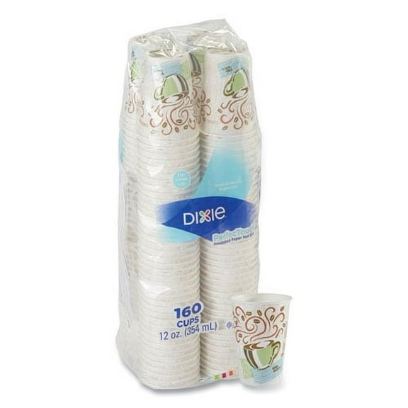 Perfectouch Paper Hot Cups, 12 Oz, Coffee Haze Design, 160/pack | Bundle of 2 Packs