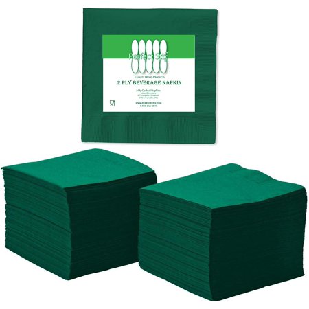 Perfectware Hunter Green Beverage Napkin Package of 200ct- 2-Ply