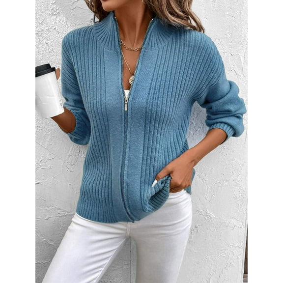 Perfee Zip Up Long Sleeve Cardigan