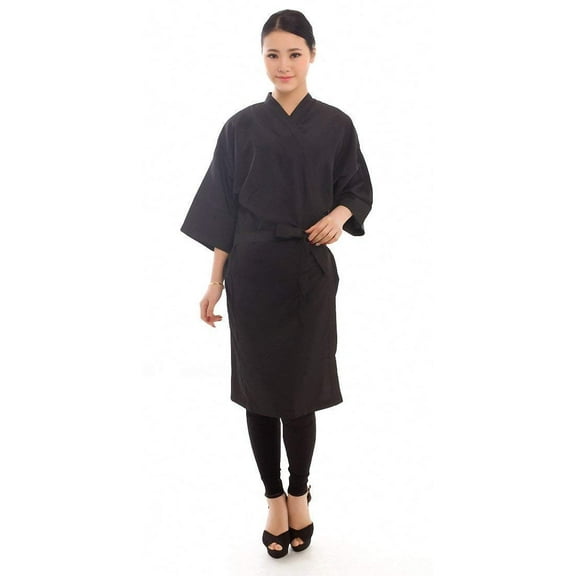 Perfehair Salon Client Gown Robes Cape, Hair Salon Smock for Clients, Kimono Style, Black