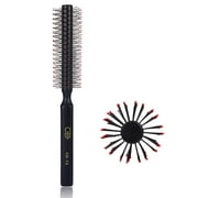Perfehair Small Round Brush for Blow Drying Short Hair-1.4 Inch, Wooden Roller Styling Hairbrush with Soft Nylon Bristles for Fine, Thin Hair