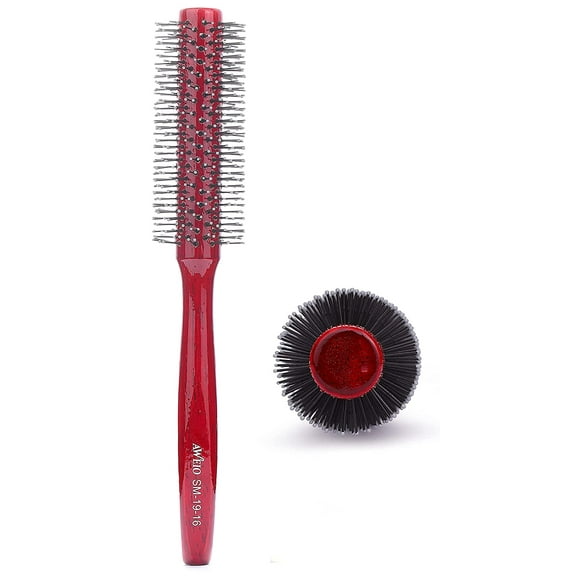Perfehair Small Round Hair Brush for Blow Drying with Soft Nylon Bristles, 1.5 inch, Roller Curling Styling Volume Hairbrush for Men and Women Short Thin Curly Hair