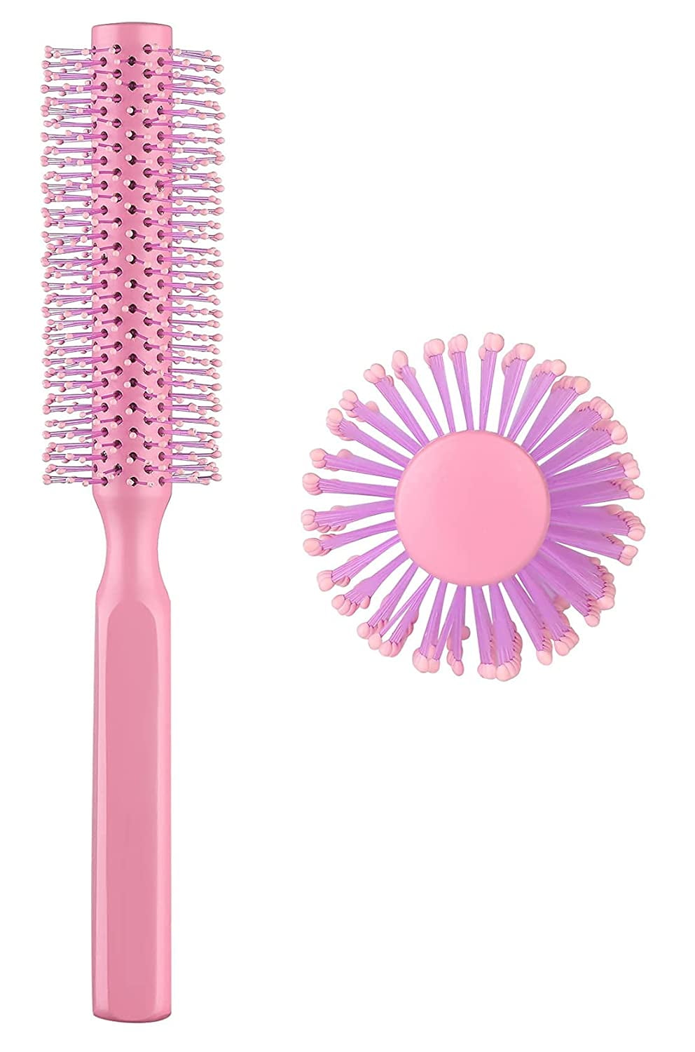 Perfehair Small Round Hair Brush for Short Thin Hair, Soft Nylon