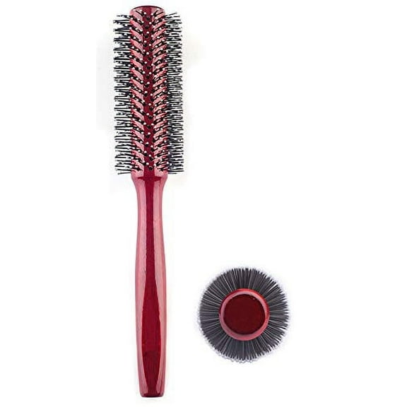 Perfehair Small Round Hair Brush with Soft Nylon Bristles, 1.6 Inch, for Short or Medium Curly Hair-Red