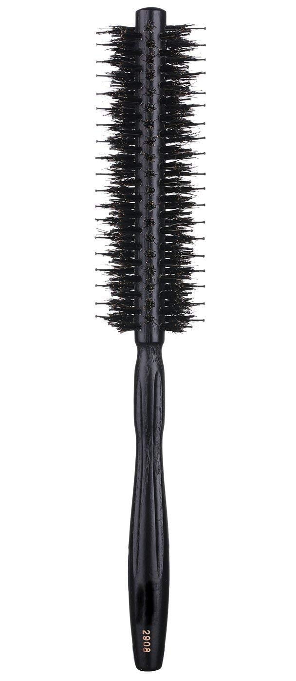 Small Round Hair Brush for Thin or Short Hair, Mini Round Boar Bristle Beard Brush for Men & Women, Size: 1 Count (Pack of 1), Black