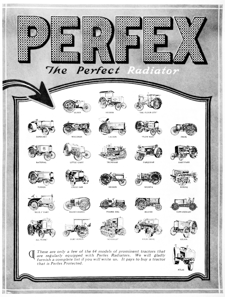 Perfex The Perfect Radiator advertisement with historic tractor illustrations from early 20th century Canvas Art - Remsberg Inc Design Pics (26 x 34)
