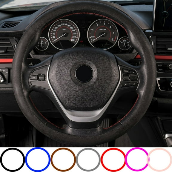 Perflex Universal Silicone Steering Wheel Cover, Fits Steering Wheels with 14 to 23 Inches in Diameter, Leather Car Accessory Anti-Slip Lining (Black)