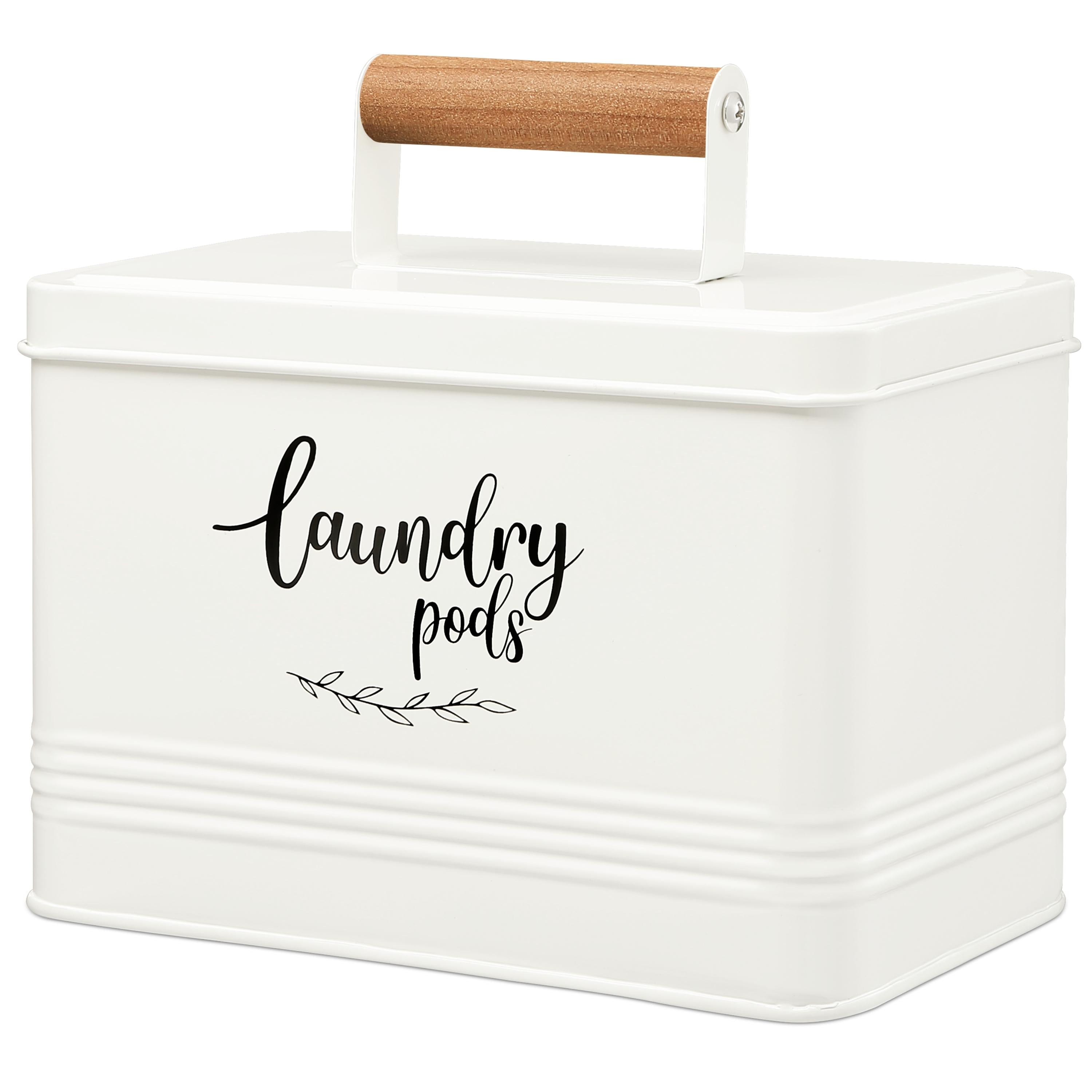 Perfnique Laundry Pods Container, Modern Farmhouse Laundry Pods Holder with Lid for Laundry Room